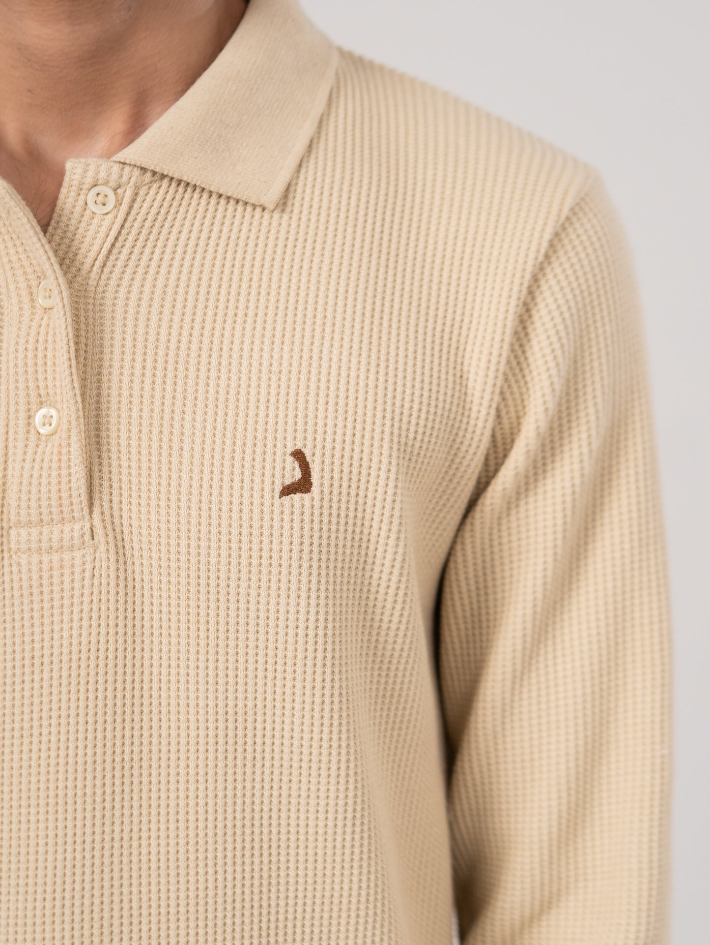 CLASSIC KNIT POLO SWEATER - BEIGE