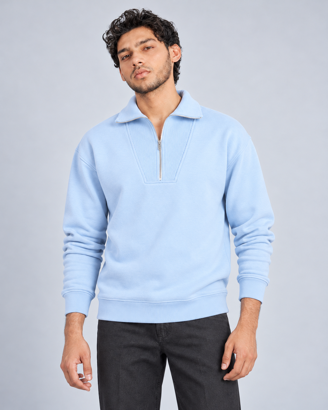 The Essential Quarter-Zip — Powder Blue