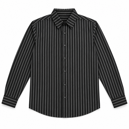 The Legacy Striped Linen Shirt — Charcoal Black