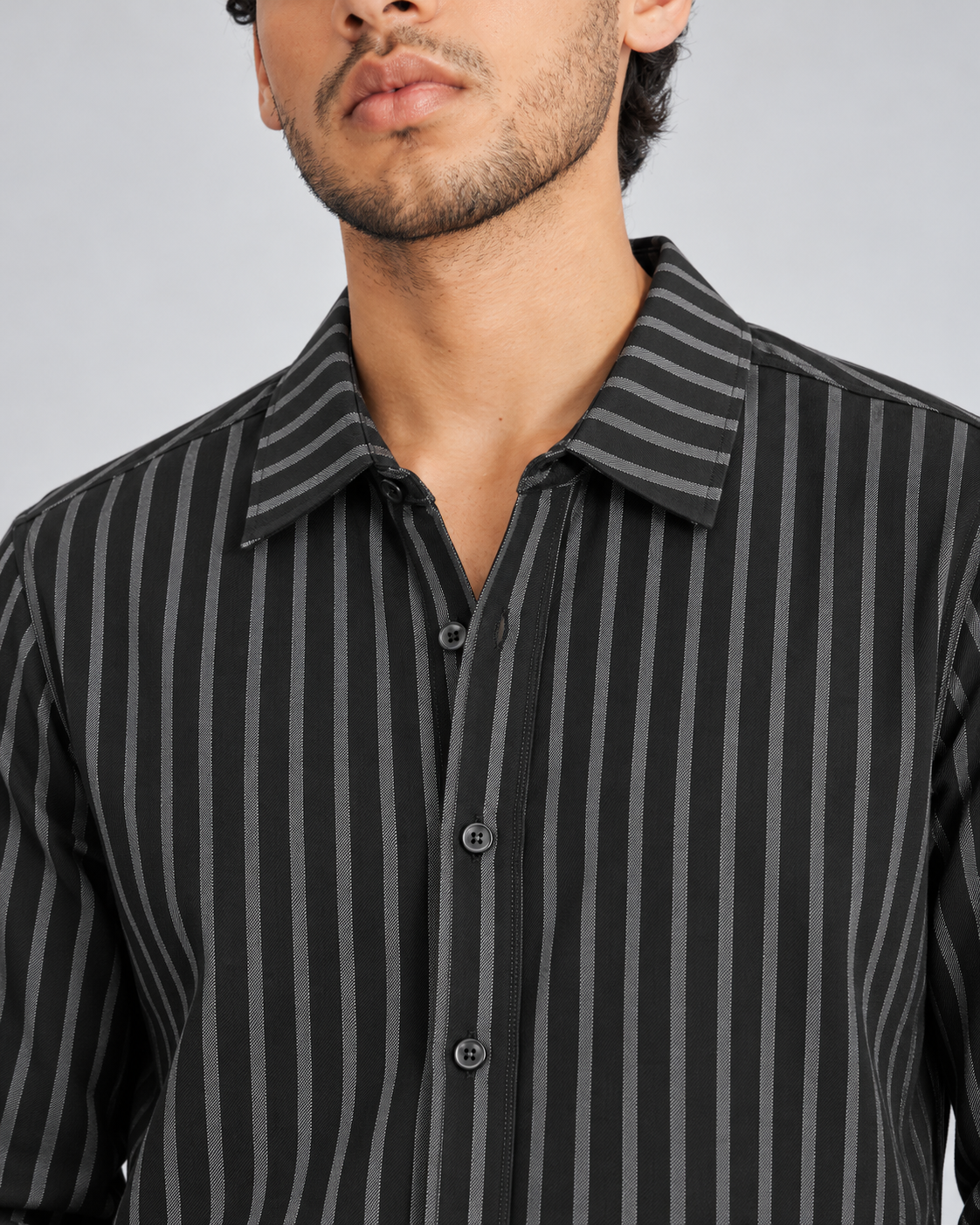 The Legacy Striped Linen Shirt — Charcoal Black