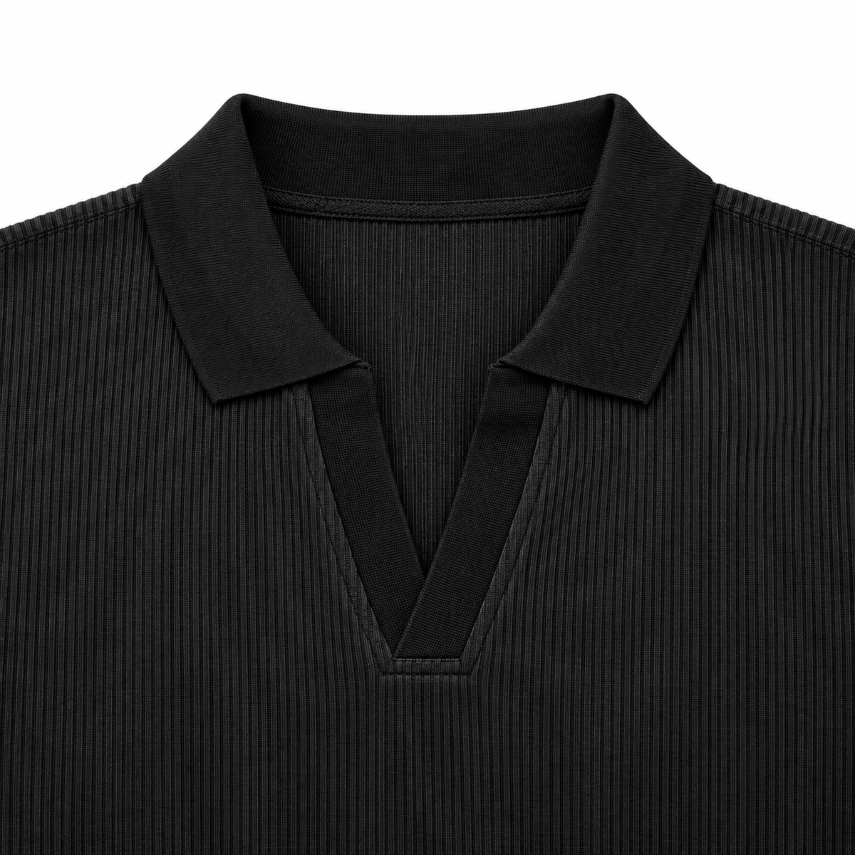 The Johnny Waffle Knit Polo — Classic Black