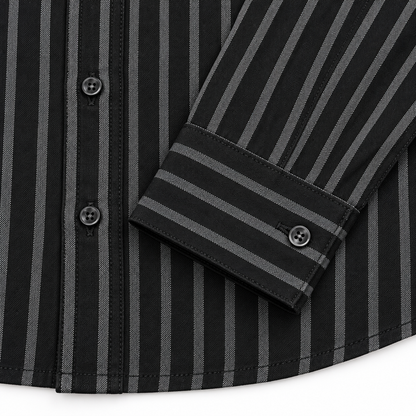 The Legacy Striped Linen Shirt — Charcoal Black