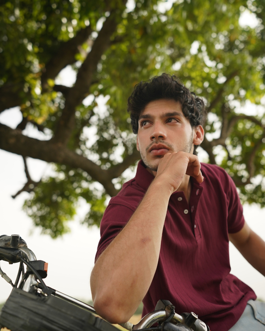 Maroon Drop Needle Polo
