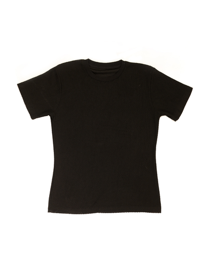 Black Textured Staple Tee
