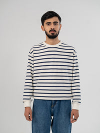 Striped Crewneck - White & Navy