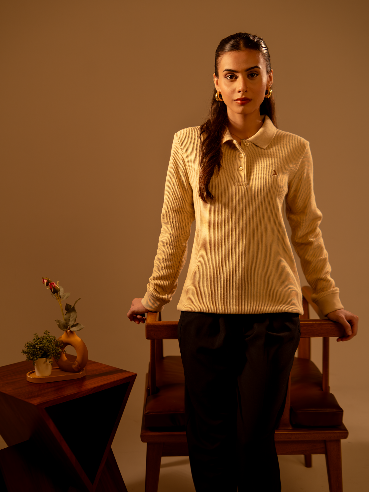 Signature Polo Sweater – Beige