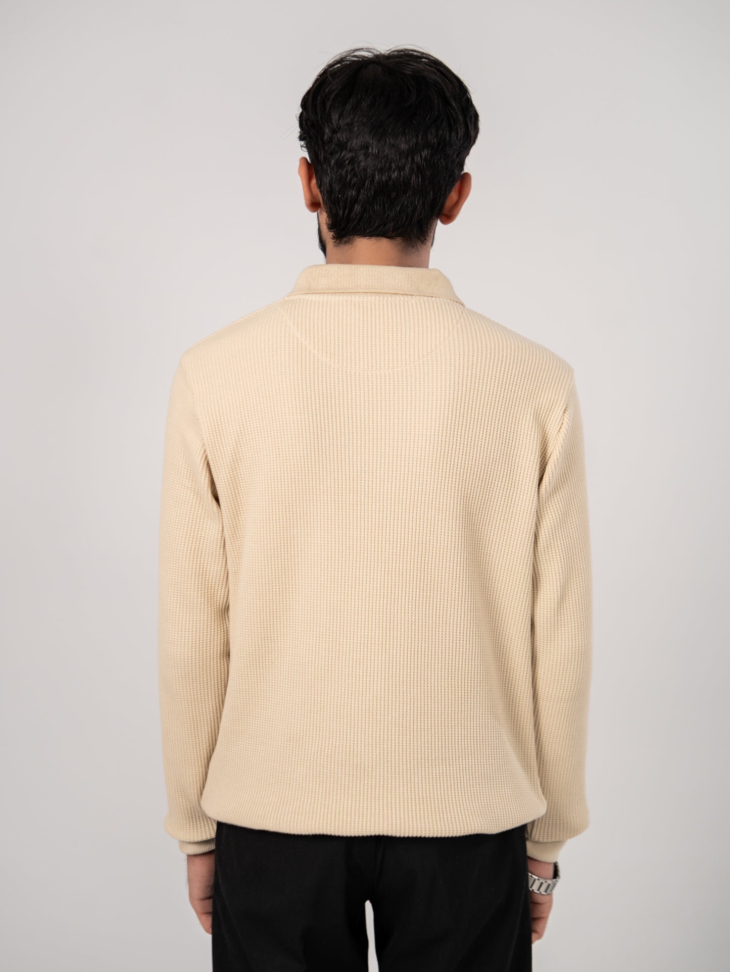 CLASSIC KNIT POLO SWEATER - BEIGE