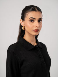 Signature Polo Sweater – Black
