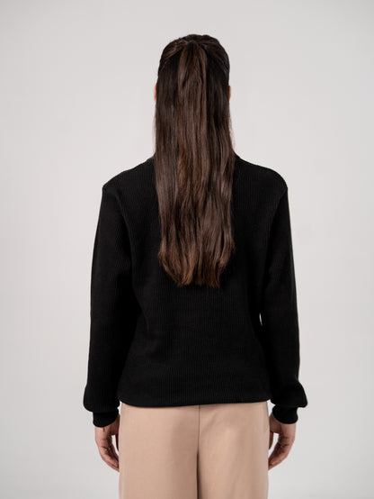 Signature Polo Sweater – Black