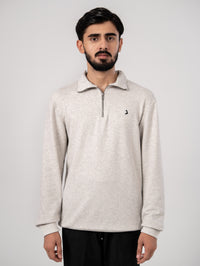 Soft Knit Zip Sweater - Heather Gray