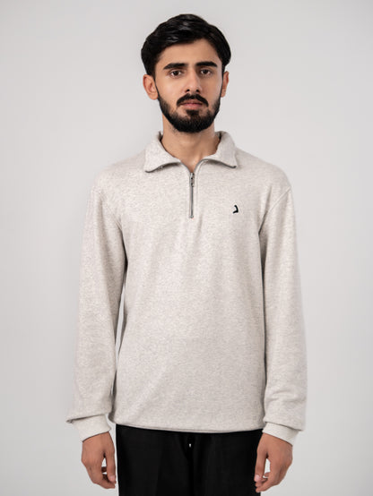 Soft Knit Zip Sweater - Heather Gray