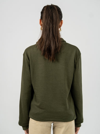 Soft Knit Zip Sweater - Olive Green