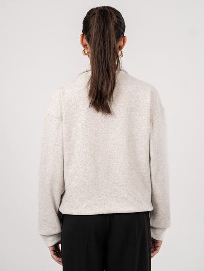 Soft Knit Zip Sweater - Heather Gray