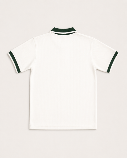 White Contrast Knit Polo
