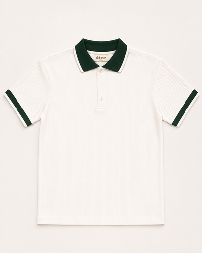 White Contrast Knit Polo
