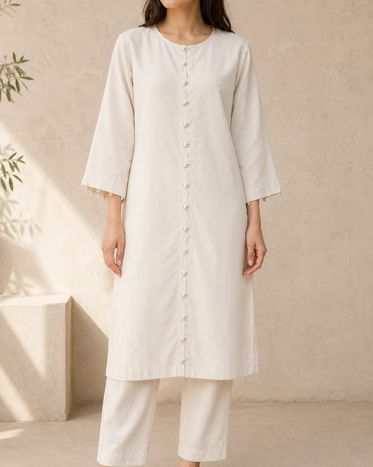 White Embroidered Kurta