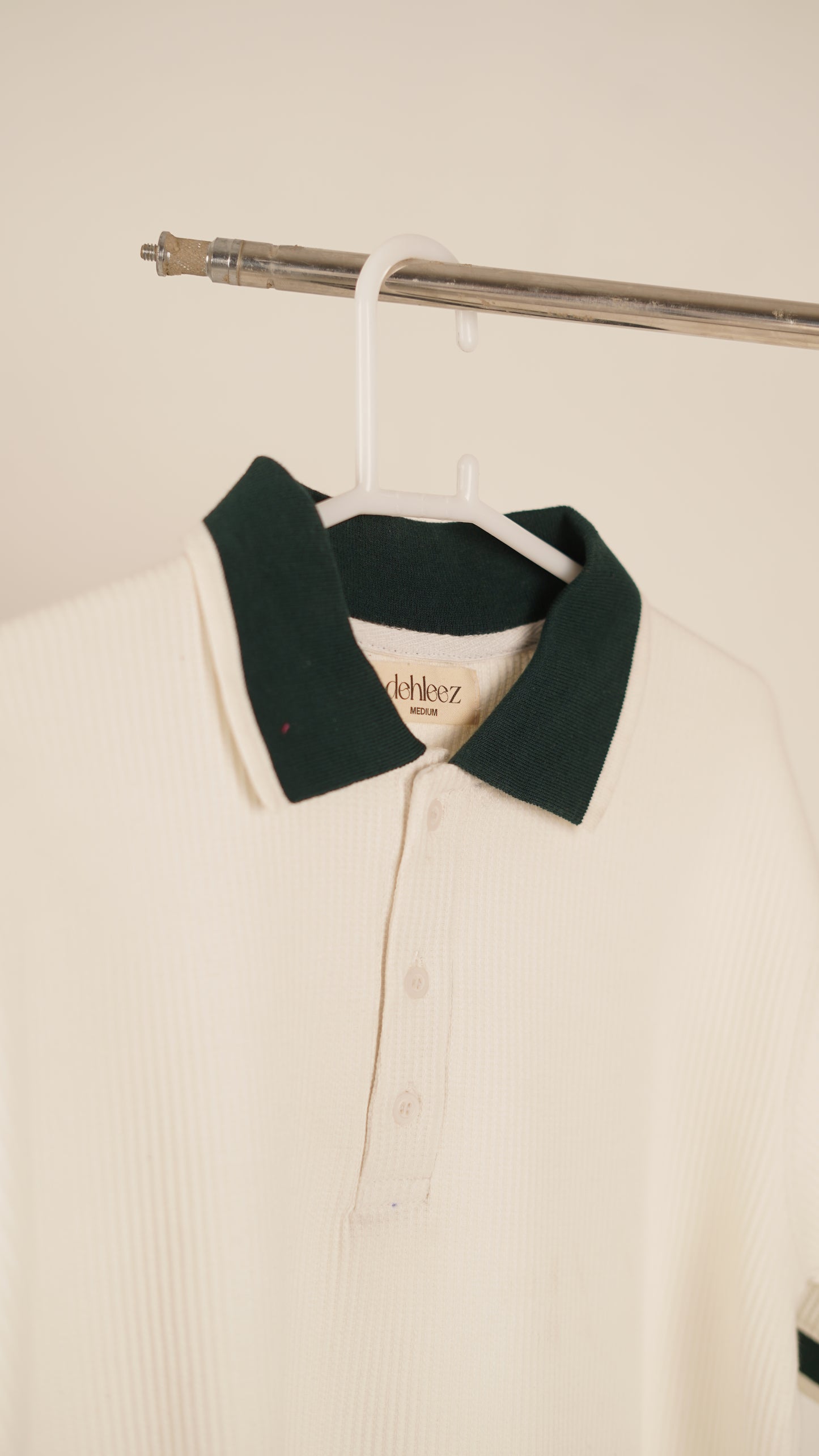 White Contrast Knit Polo