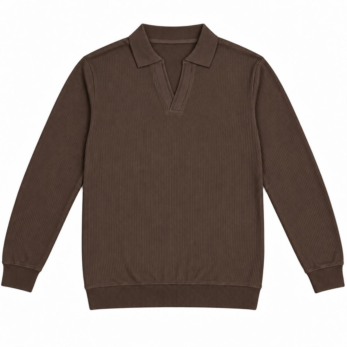 The Johnny Waffle Knit Polo — Mocha Brown