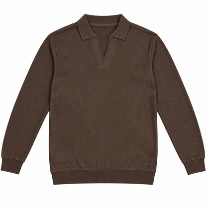 The Johnny Waffle Knit Polo — Mocha Brown