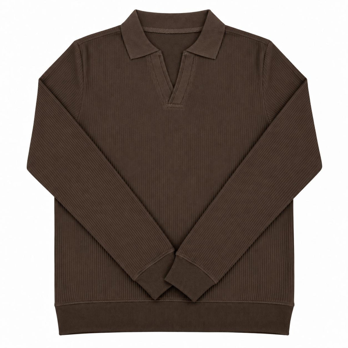 The Johnny Waffle Knit Polo — Mocha Brown