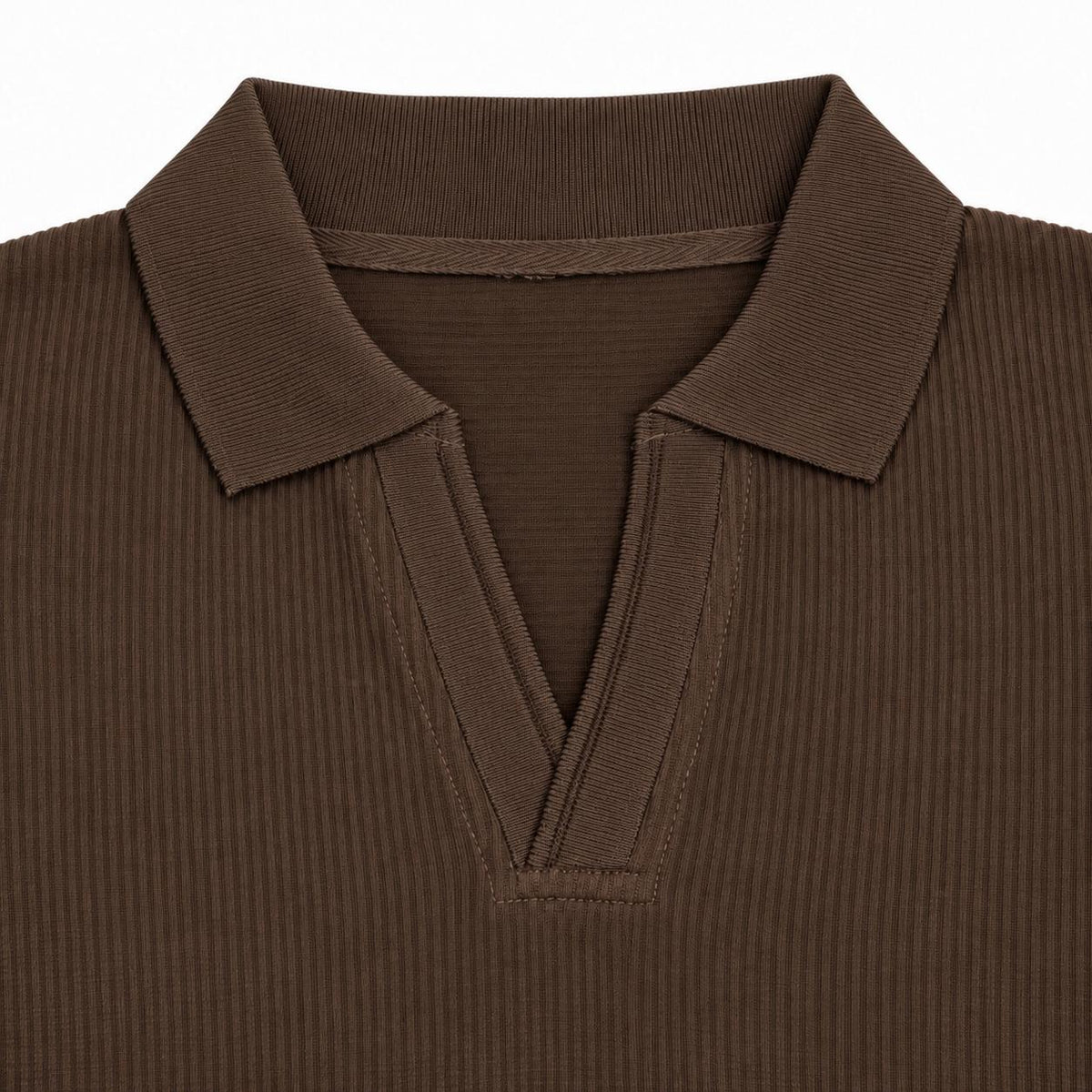 The Johnny Waffle Knit Polo — Mocha Brown