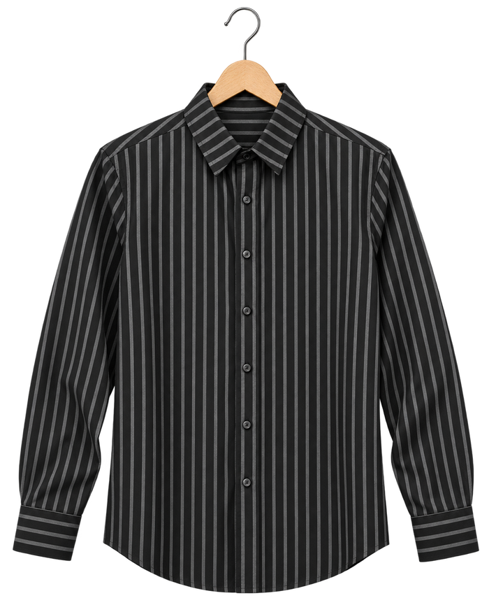 The Legacy Striped Linen Shirt — Charcoal Black